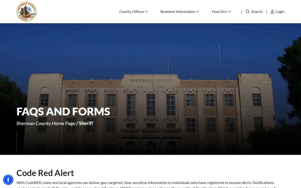 Sherman County inmate records sheriff FAQ for KORA requests and jail rules