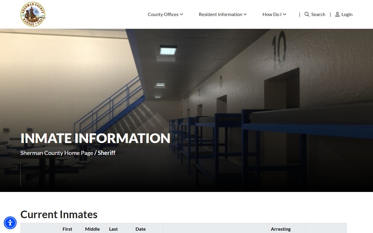 Sherman County jail roster current inmate population table