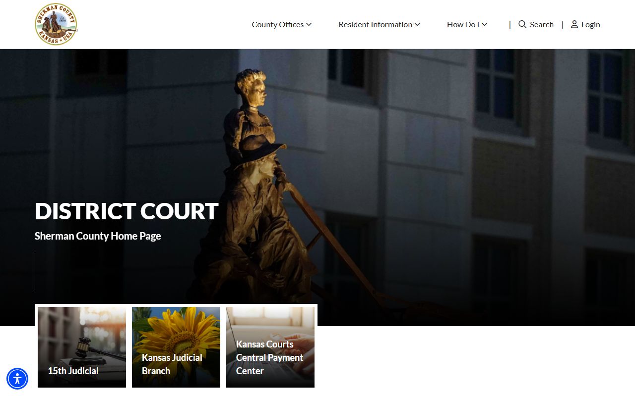 Sherman County court records district court page for post-arrest cases